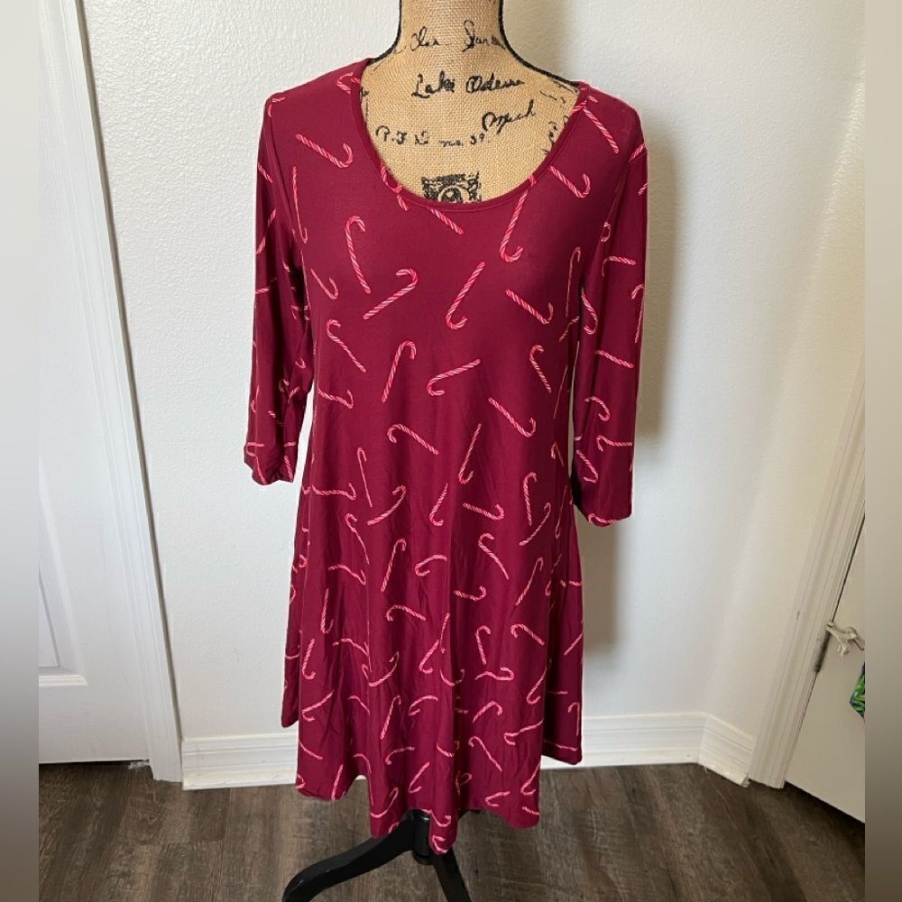 Lexington Avenue Candy Cane Swing Dress- Size Medium